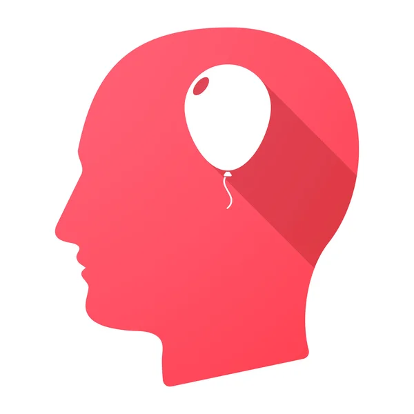 Dlouhý stín mužské hlavy ikona s balónkem — Stockový vektor