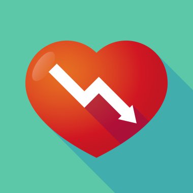 Uzun kırmızı kalp ile azalan bir grafik gölge