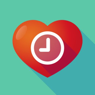 Uzun saat ile bir kırmızı kalp gölge