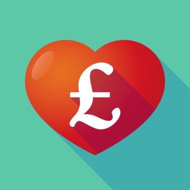 Uzun bir sayı işareti ile kırmızı kalp gölge