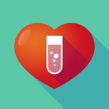 Uzun gölge kırmızı kalp ile kimyasal tüp bebek