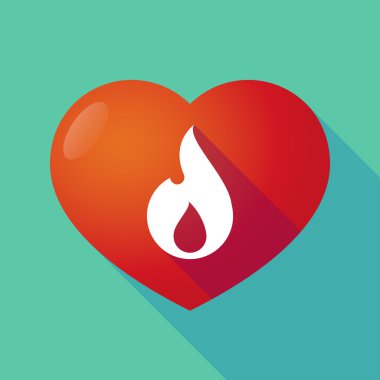 Uzun gölge kırmızı kalp ile  