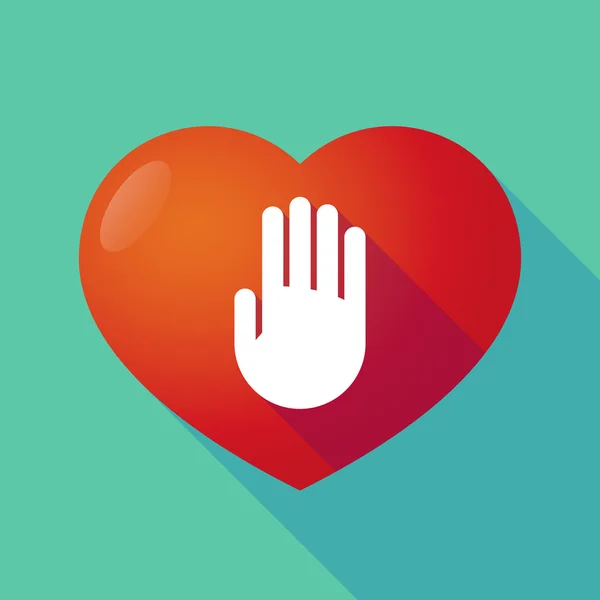 Långa skugga rött hjärta med en hand — Stock vektor