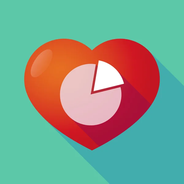 Coeur rouge ombre longue avec un graphique à secteurs — Image vectorielle