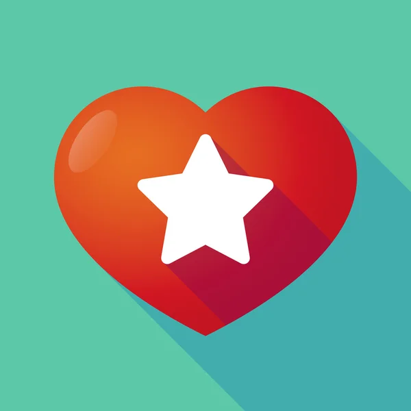 Långa skugga rött hjärta med en stjärna — Stock vektor