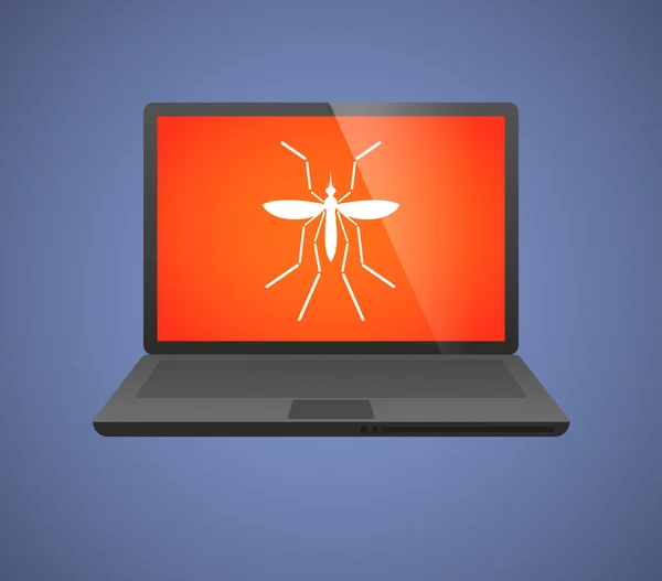 Mosquito portador del virus Zika en una computadora portátil — Vector de stock