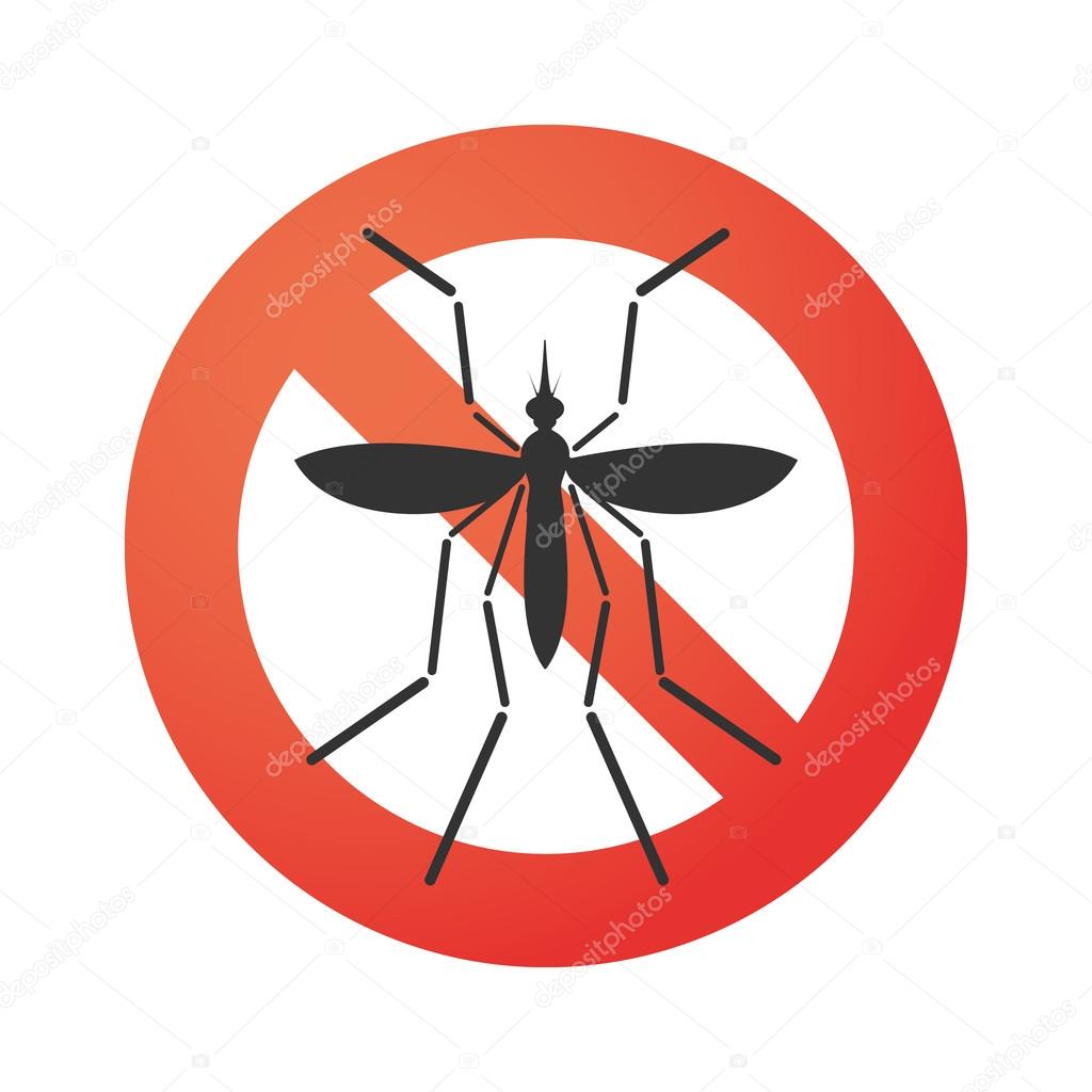 Zika virus bearer mosquito  in a  forbidden signal