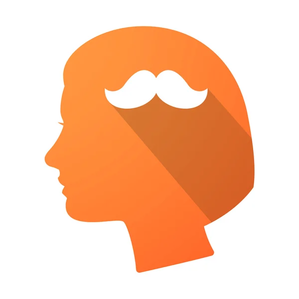 Long shadow female head with a moustache — Stock Vector