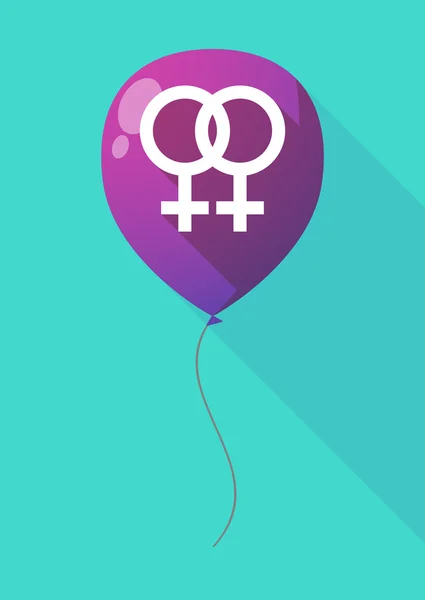 Lange schaduw ballon met een lesbische teken — Stockvector