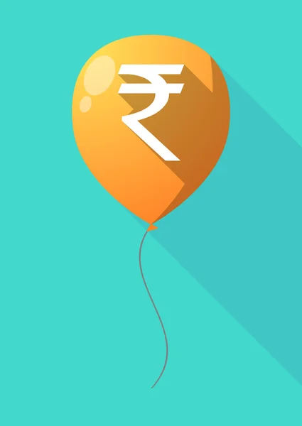 Globo de sombra larga con un signo de rupia — Vector de stock