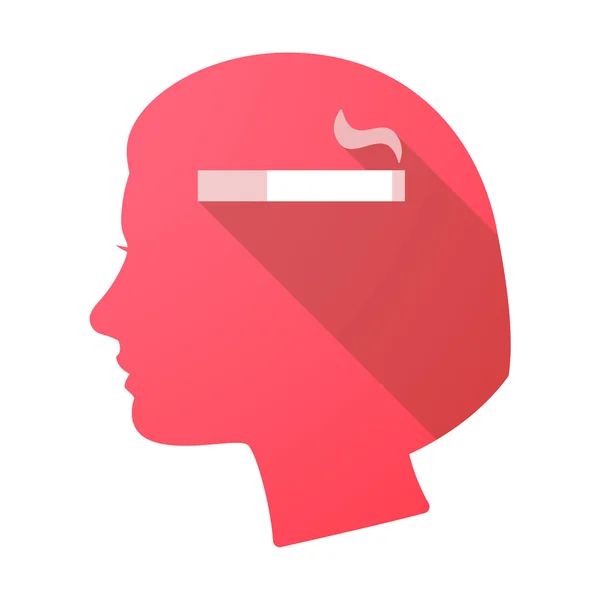 Langer Schatten weiblicher Kopf mit einer Zigarette — Stockvektor