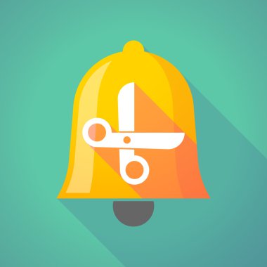 Uzun gölge bell bir makas ile kesme