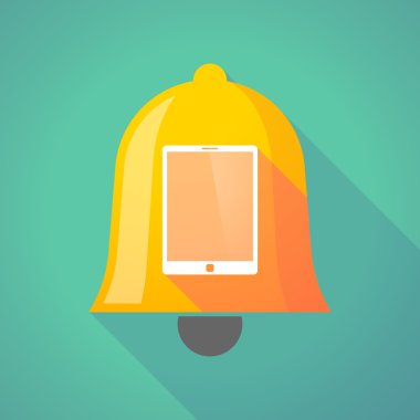 Uzun gölge bell bir tablet bilgisayar ile