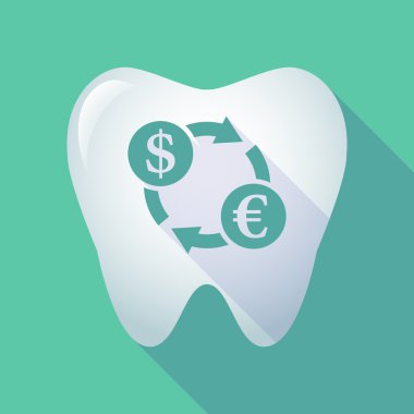 dolar euro döviz işareti uzun gölge diş simgesi