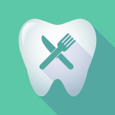 uzun bir bıçak ve çatal ile gölge diş simgesi