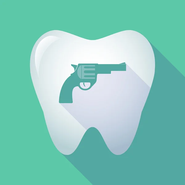 Långa skugga tand ikonen med en pistol — Stock vektor