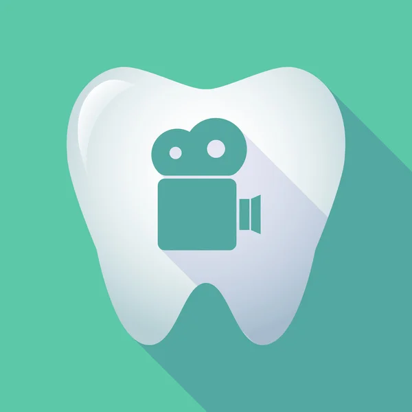 Ícone de dente sombra longa com uma câmera de filme —  Vetores de Stock