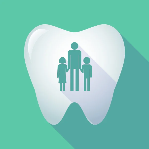 Långa skugga tand ikon med en manliga ensamstående familj pictogra — Stock vektor