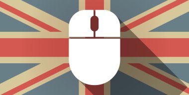 Uzun gölge İngiltere'de bayrak simgesi ile bir kablosuz fare