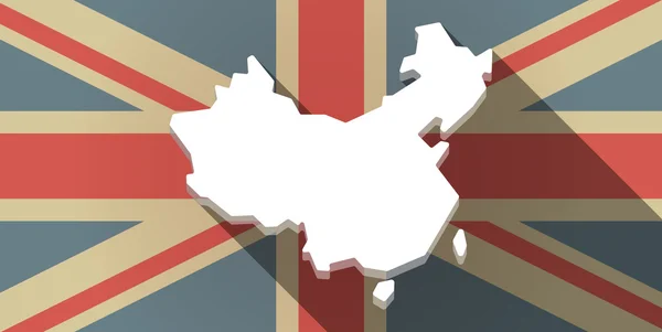 長い影の中国の地図が英国旗のアイコン — ストックベクタ