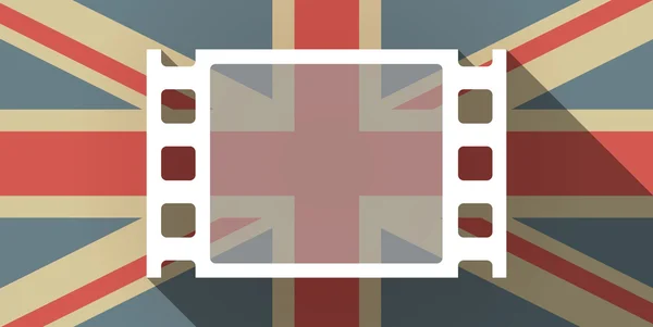 Langer Schatten uk Flaggensymbol mit einem Filmfotogramm — Stockvektor