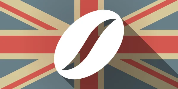 Long shadow icono de la bandera del Reino Unido con un grano de café — Vector de stock