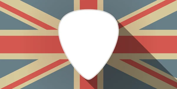 Long shadow UK flag icon with a plectrum — Stock Vector