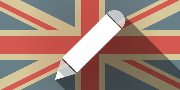 Długi cień ikonę flagi Wielkiej Brytanii z ołówkiem — Wektor stockowy