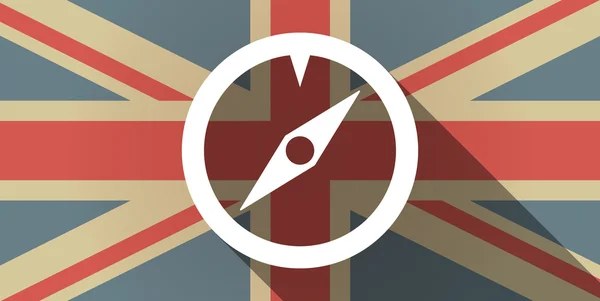 Langer Schatten uk Flaggensymbol mit Kompass — Stockvektor