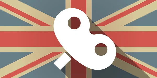Lunga ombra icona bandiera del Regno Unito con una manovella giocattolo — Vettoriale Stock