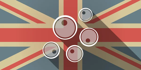 Długi cień ikonę flagi Wielkiej Brytanii z komórek jajowych — Wektor stockowy
