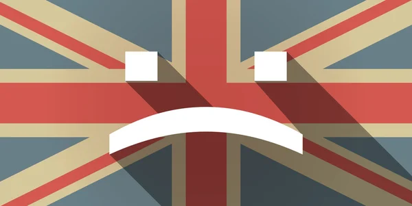 Довгі тіні Великобританії значок прапорця з сумно текст обличчя — стоковий вектор