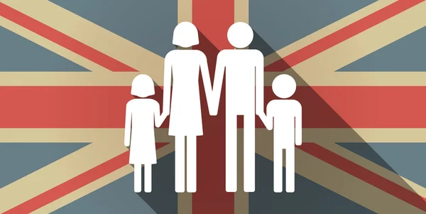 Lange schaduw Uk vlagpictogram met een conventionele familie pictogram — Stockvector