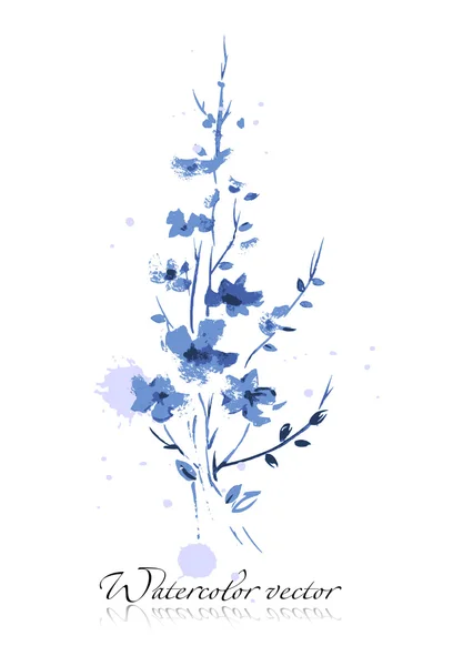 Acuarela flor azul — Vector de stock