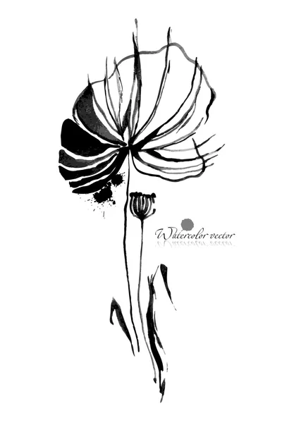 Fleur noire et blanche — Image vectorielle