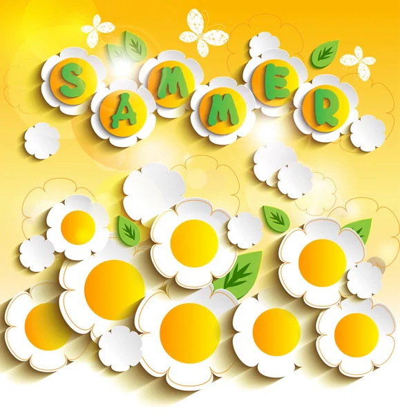 Vektör çiçek, yaz arka plan 3D