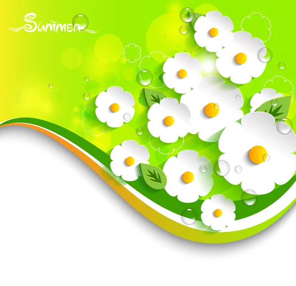 Vector floral, fondo de verano en 3D — Vector de stock