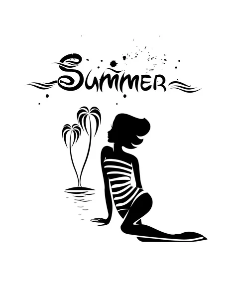 Sahilde bir kadının silueti.