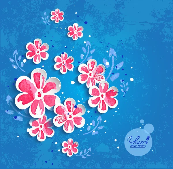 mavi bir arka plan üzerine suluboya çiçek