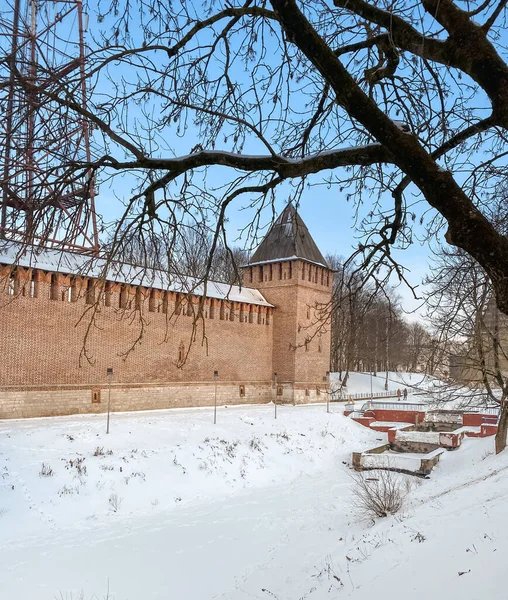 Historické Centrum Smolensku Rusko Stará Hradní Zeď Kremlu Smolensku — Stock fotografie