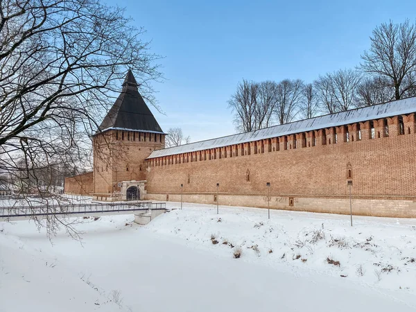 Historické Centrum Smolensku Rusko Stará Hradní Zeď Kremlu Smolensku — Stock fotografie