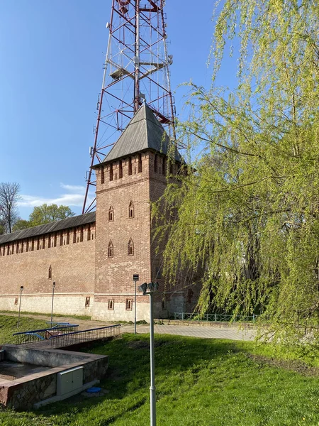 Historické Centrum Smolensku Rusko Stará Hradní Zeď Kremlu Smolensku2021 Slunečný — Stock fotografie