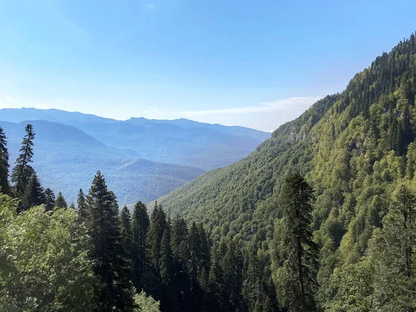 Blick Vom Wanderweg Rosa Khutor Skigebiet Sotschi Russland Roza Pik — Stockfoto