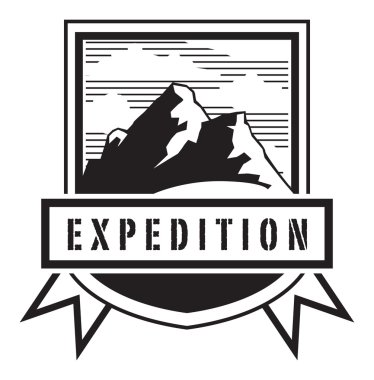 siyah ve beyaz soyut sembolü ile dağ ve şerit, Isola