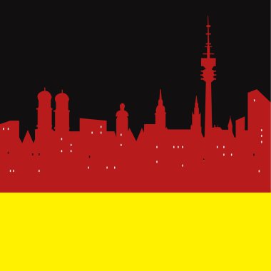 Soyut Münih manzarası, çeşitli yerler ile