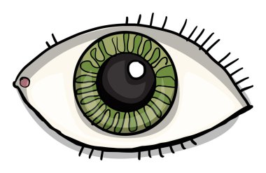 Elle çizilmiş, göz, üzerinde beyaz izole