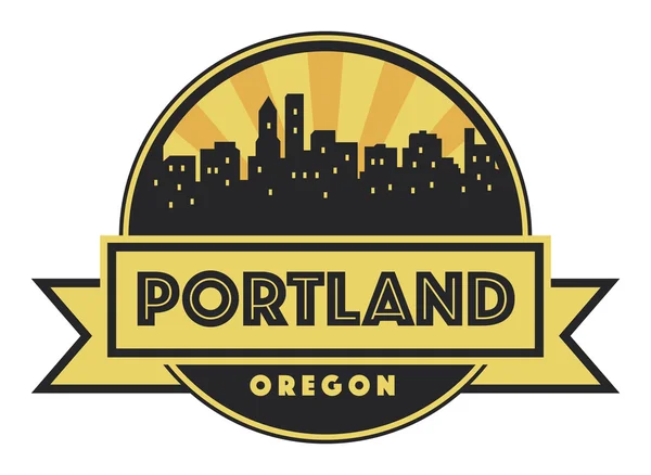Abstraktní Panorama Portland s různým památkám — Stockový vektor