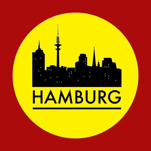 Abstraktní Panorama Hamburg, s různým památkám — Stockový vektor