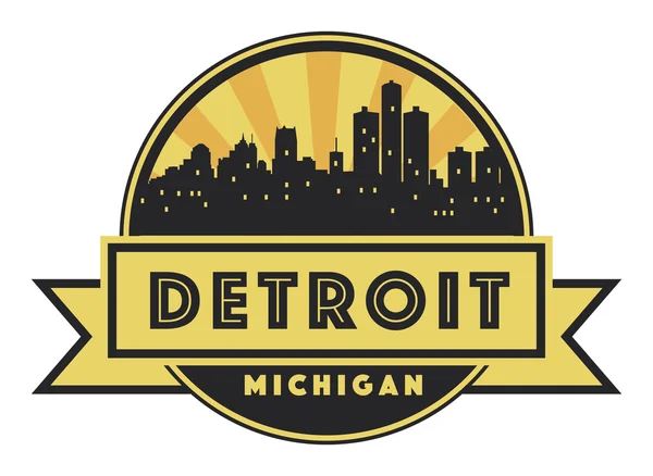 Skyline astratto Detroit, con vari punti di riferimento — Vettoriale Stock