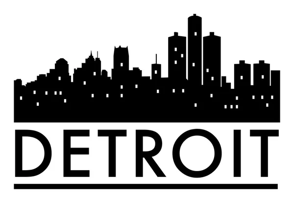 Skyline astratto Detroit, con vari punti di riferimento — Vettoriale Stock